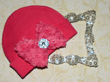 Hot Pink Beanie with Rosette Bow