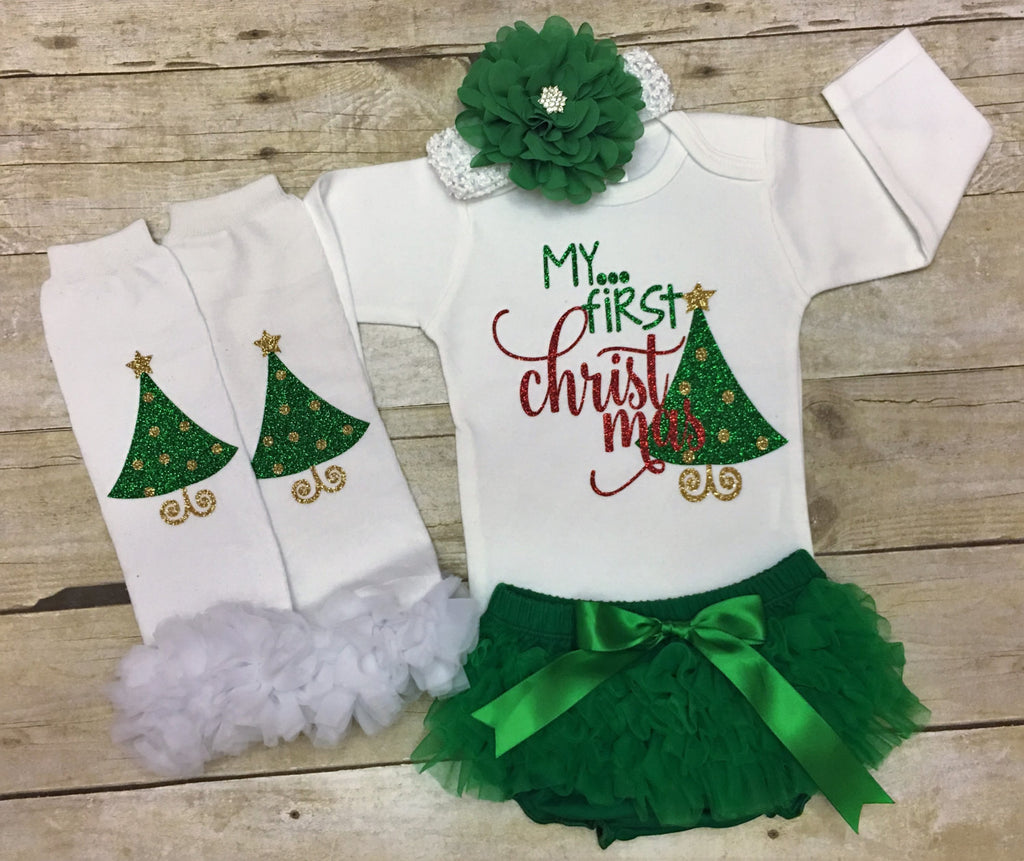 My First Christmas Baby Girl Outfit – Keepsake Konnections