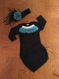Black Infant gown with Pearl Ruffle