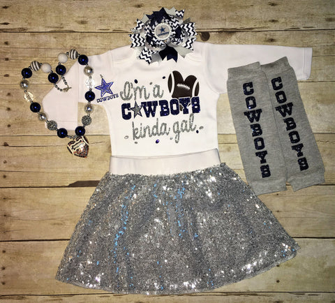 Dallas Cowboys Girls Outfit-sequin skirt