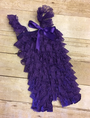 Purple Lace Romper, purple petti lace, infant photo prop, photo prop, cake smash outfit, petti lace romper, baby first birthday outfit