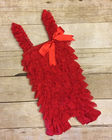Red Lace Romper, Petti Lace Romper, lace romper, Babys First Birthday Outfit, Lace Baby Outfit, Red Petti Lace Romper, coming home outfit