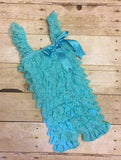 turquoise lace romper, turquoise petti lace, infant photo prop, photo prop, cake smash outfit, petti lace romper, baby first birthday outfit
