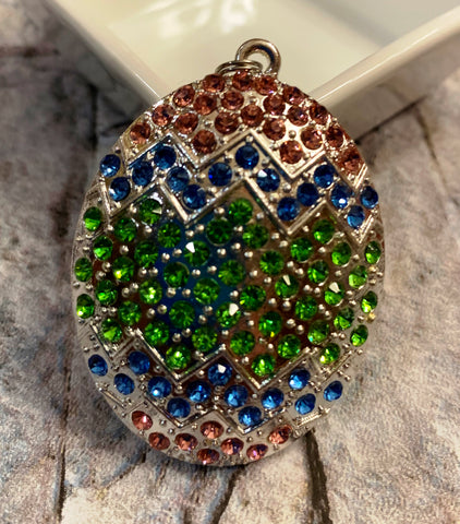 Rhinestone Easter Egg Pendant