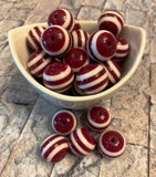 20mm Stripe Bubblegum Beads, Resin Beads in Bulk, 20mm Beads, 20mm Bubble Gum Beads