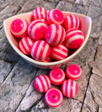 20mm Stripe Bubblegum Beads, Chunky Beads