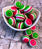 20mm Stripe Bubblegum Beads, Resin Beads in Bulk, 20mm Beads, 20mm Bubble Gum Beads