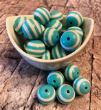 20mm Stripe Bubblegum Beads, Resin Beads in Bulk, 20mm Beads, 20mm Bubble Gum Beads