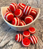 20mm Stripe Bubblegum Beads, Resin Beads in Bulk, 20mm Beads, 20mm Bubble Gum Beads