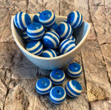20mm Stripe Bubblegum Beads, Resin Beads in Bulk, 20mm Beads, 20mm Bubble Gum Beads