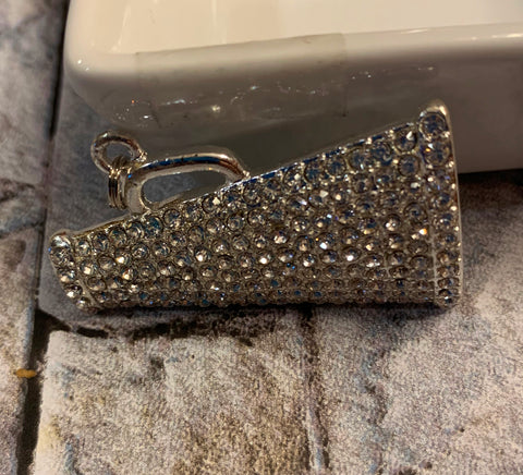 Cheer Megaphone Rhinestone Pendant