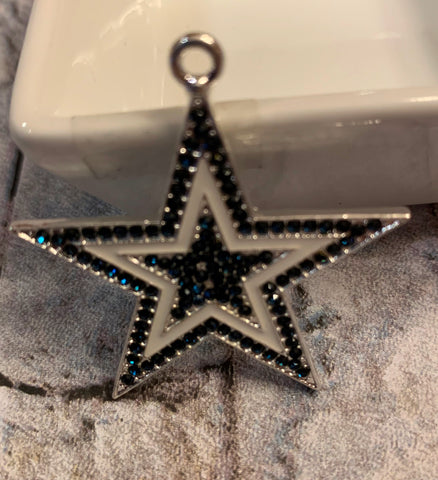 Navy/White Cowboy Star Rhinestone Pendant