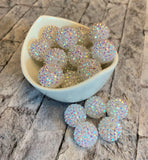 20mm Rhinestone Bubblegum Beads, Resin Beads in Bulk, 20mm Beads
