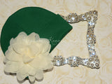 Green Beanie Hat with 4" Chiffon Flower