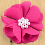 3" Chiffon Scalloped Flower with Pearl Center