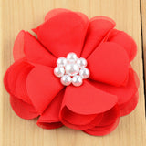 3" Chiffon Scalloped Flower with Pearl Center