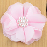3" Chiffon Scalloped Flower with Pearl Center