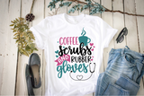 Nurse Shirt, Coffee Scrubs and Rubber Gloves