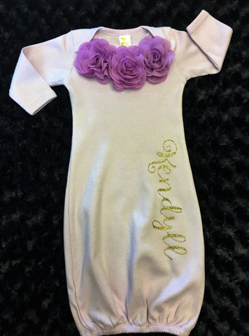 Newborn Girl Take Home Lavender Gown