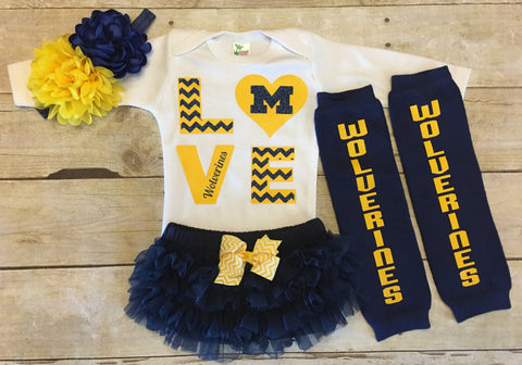 Michigan Wolverines Baby Girl Bodysuit