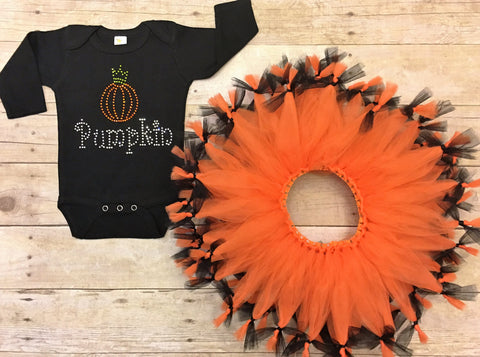 Baby Girl Halloween Outfit / Pumpkin Tshirt