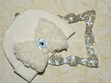 Infant Girl White Beanie Hat/with Bow
