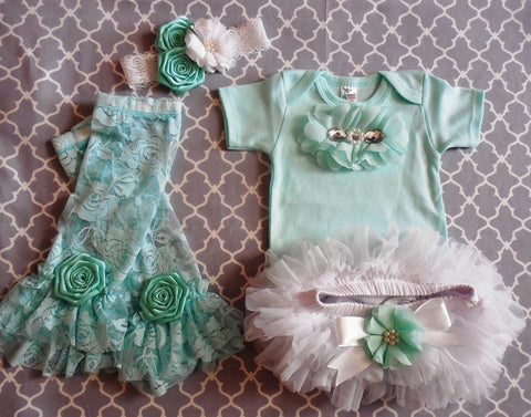Newborn Girl Coming Home Mint Green Couture Outfit