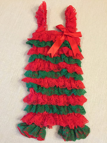 Red and Green Lace Romper