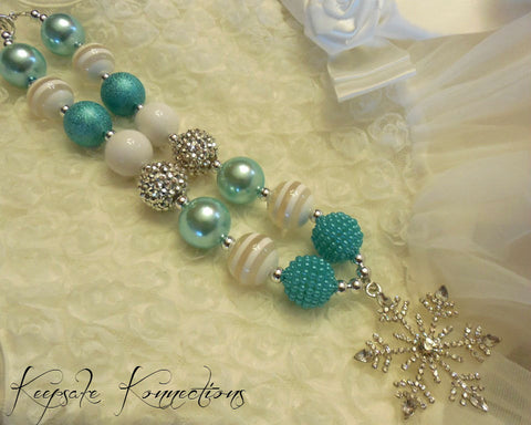 Snowflake Pendant Girl Bubble Gum Necklace