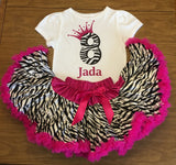 Girls Pink Zebra Birthday Outfit