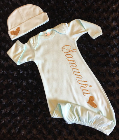 Newborn Baby Girl Take Home Gown Set