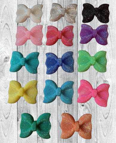 Rhinestone Bow Beads, 42mm Faux Rhinestones AB Sparkly Bow Resin Flatback Cabochon